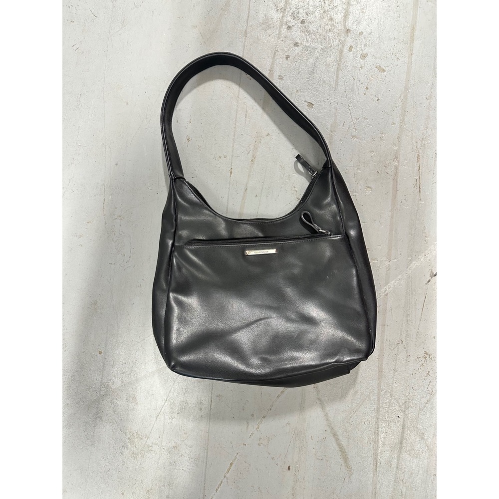 90s Chic Nine West Black Leather Hobo Minimalist Shoulder Bag